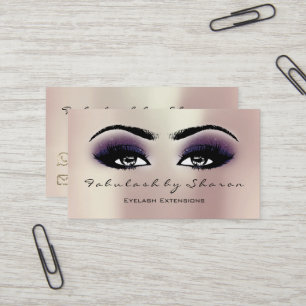 Carte De Visite Maquillage Artiste Eyebrow Lashes Extension Violet