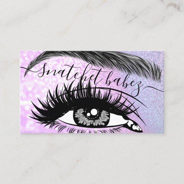 Carte De Visite Maquillage Artiste Eyelash Hair Brows QR Code rose (Devant)