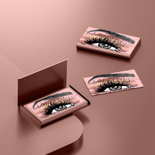 Carte De Visite Maquillage Artiste Eyelash Hair Brows QR Logo Rose