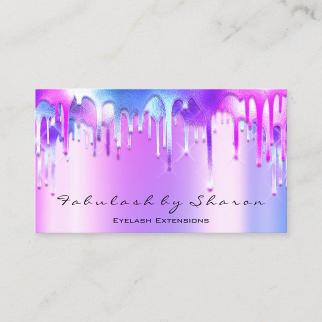 Carte De Visite Maquillage Artiste Eyelash Holograph Drivers Bleu  (Devant)