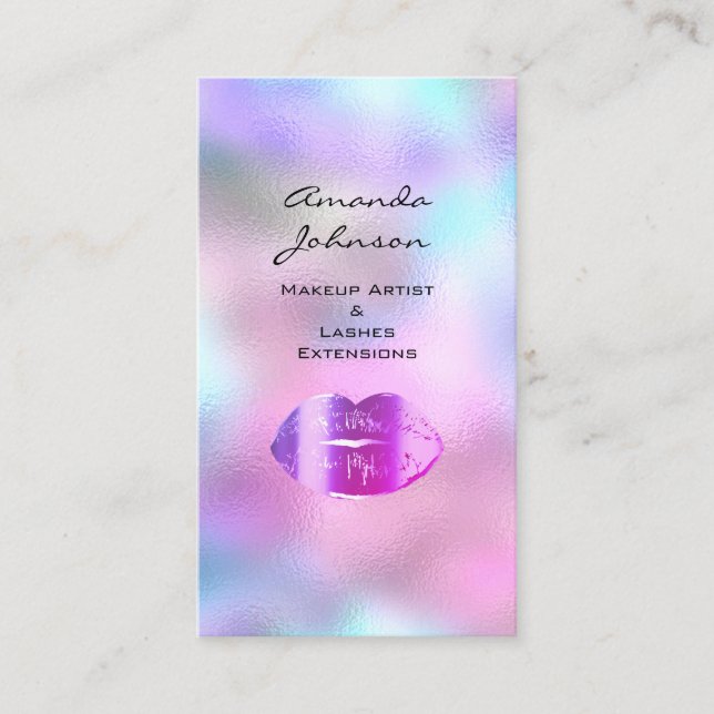 Carte De Visite Maquillage Artiste Eyelashes Kiss LIps Hair Pink O (Devant)