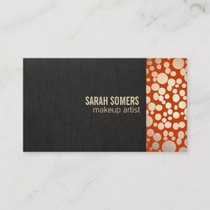 Carte De Visite Maquillage Artiste Faux Gold Leaf Linen Look Orang