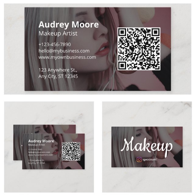 Carte De Visite Maquillage Artiste Girl Design (Makeup Artist Girly Design Business Card
)