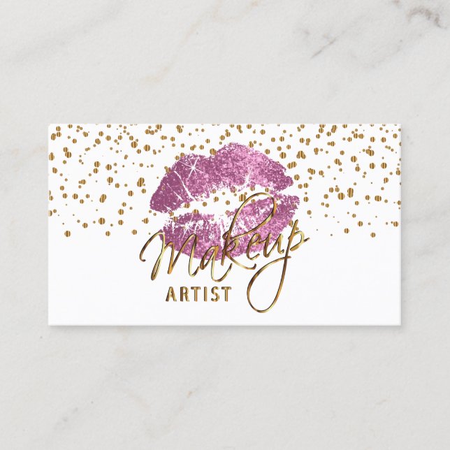 Carte De Visite Maquillage Artiste Gold Confetti Dots & So Rose Li (Devant)