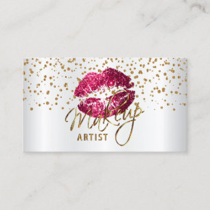 Carte De Visite Maquillage Artiste Gold Confetti & Hot Rose Lièvre
