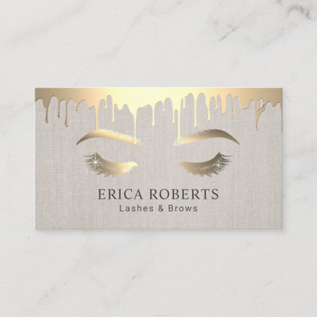 Carte De Visite Maquillage Artiste Gold Drives Salon Lashes (Devant)