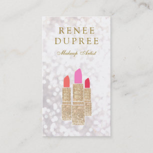 Carte De Visite Maquillage Artiste Gold Lipstick Bokeh Beauté