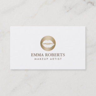 Carte De Visite Maquillage Artiste Gold Moderne Baiser Logo Simple