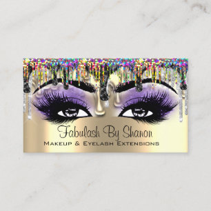 Carte De Visite Maquillage Artiste Gold Purple Lashes Holographe D