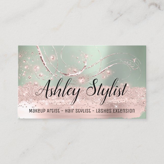 Carte De Visite Maquillage Artiste Hair Salon Extension Lash Rose (Devant)