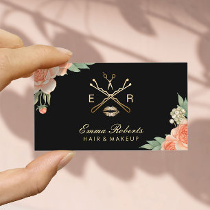 Carte De Visite Maquillage Artiste Hair Styliste Vintage Floral Él