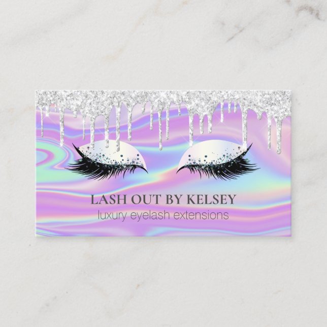 Carte De Visite Maquillage Artiste Iridescente Lash Silver Parties (Devant)