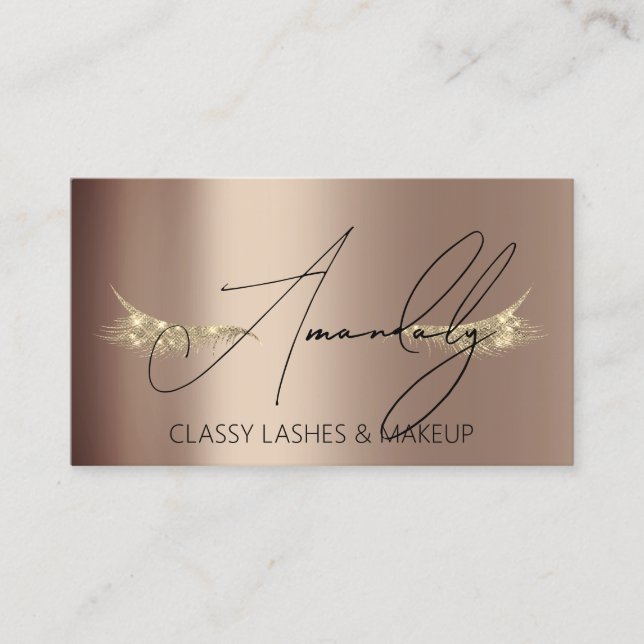 Carte De Visite Maquillage Artiste Lash QR LOGO Microblade Gold Ro (Devant)