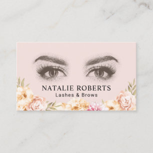 Carte De Visite Maquillage Artiste Lashes & Brows Salon Floral Vin