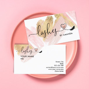 Carte De Visite Maquillage Artiste Lashes Parties scintillant rose
