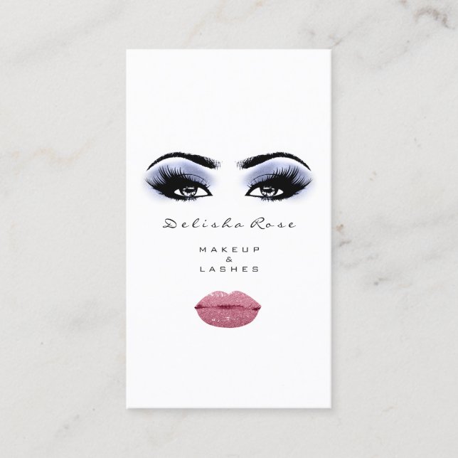 Carte De Visite Maquillage Artiste Lashes Smoy Blue Rose Lèvres Ki (Devant)
