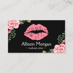Carte De Visite Maquillage Artiste Lèvres Roses Vintage Décor Flor
