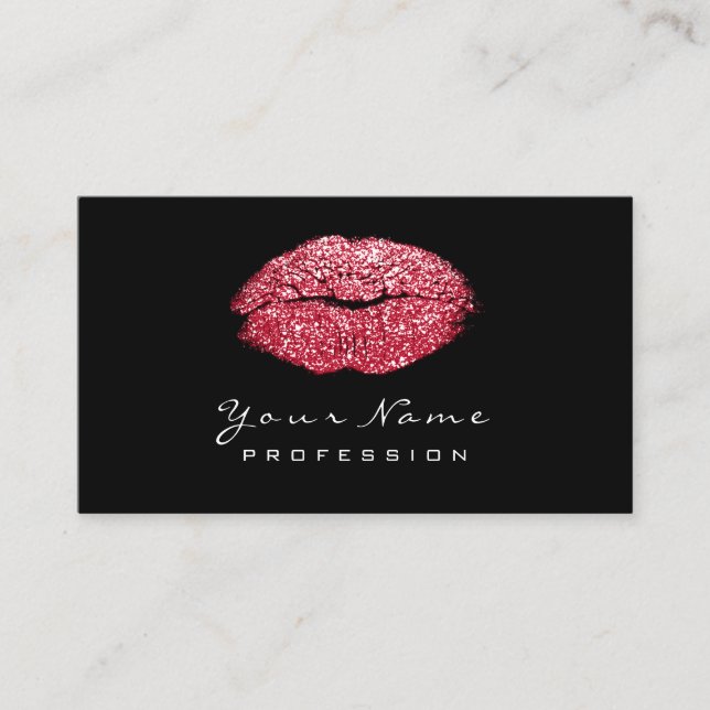 Carte De Visite Maquillage Artiste lèvres Rouge bonbon Parties sci (Devant)