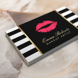 Carte De Visite Maquillage Artiste Lèvres Rouges Beauté Salon Stri