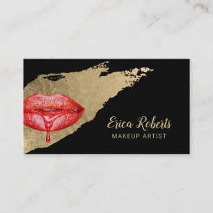 Carte De Visite Maquillage Artiste Lèvres rouges Moderne Brush Str