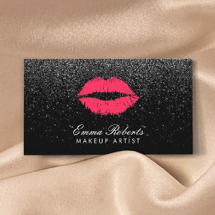 Carte De Visite Maquillage Artiste Lèvres rouges Parties scintilla