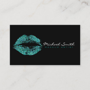 Carte De Visite Maquillage Artiste Lèvres Turquoise #2
