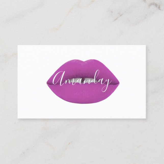 Carte De Visite Maquillage Artiste Lèvres violettes blanches Logo  (Devant)