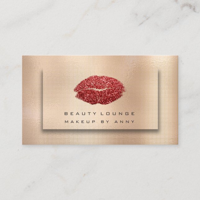 Carte De Visite Maquillage Artiste Lips Bronze Rose Gold Kiss Part (Devant)