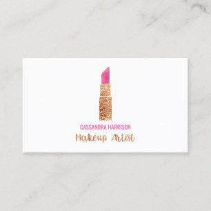 Carte De Visite Maquillage Artiste Lipstick Aquarelle Sequin Éléga