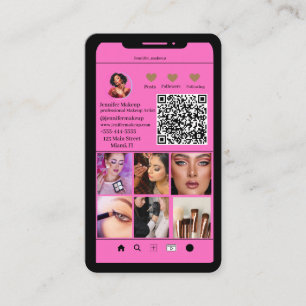 Carte De Visite Maquillage Artiste moderne QR code Instagram Grid