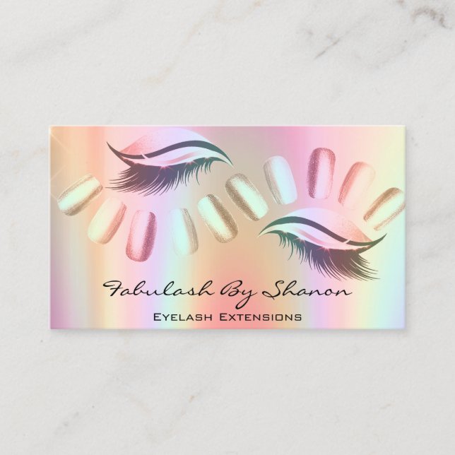 Carte De Visite Maquillage Artiste Nails Eyelash Extension Hologra (Devant)