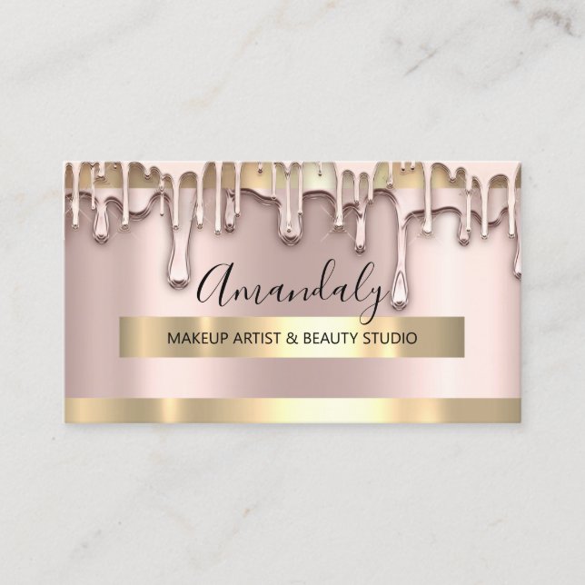 Carte De Visite Maquillage Artiste Nails Wax Beauté Or Rose VIP (Devant)