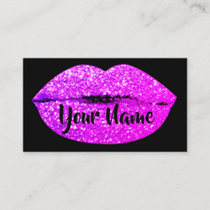 Carte De Visite Maquillage Artiste Noir Rose Kiss Lips Sugar Parti