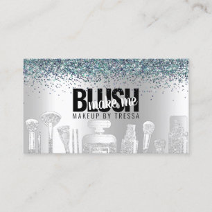 Carte De Visite Maquillage Artiste Parties scintillant Argent + Pe
