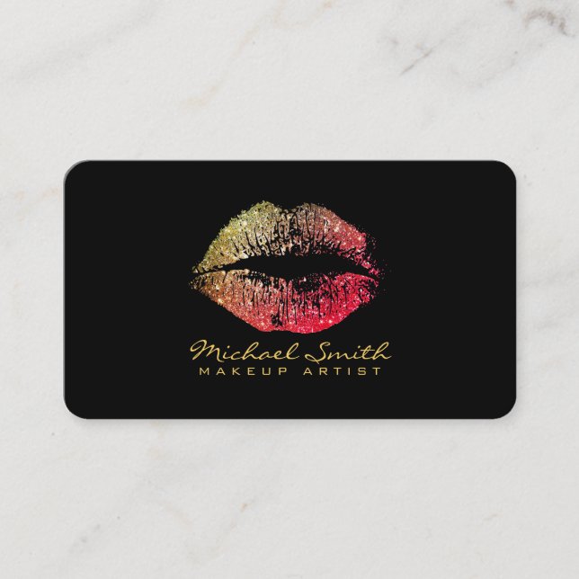 Carte De Visite Maquillage Artiste Parties scintillant Lèvres Mode (Devant)