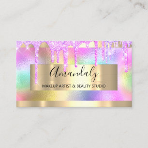 Carte De Visite Maquillage Artiste Parties scintillant Or encadré 