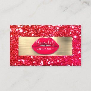 Carte De Visite Maquillage Artiste Parties scintillant or QR Code 