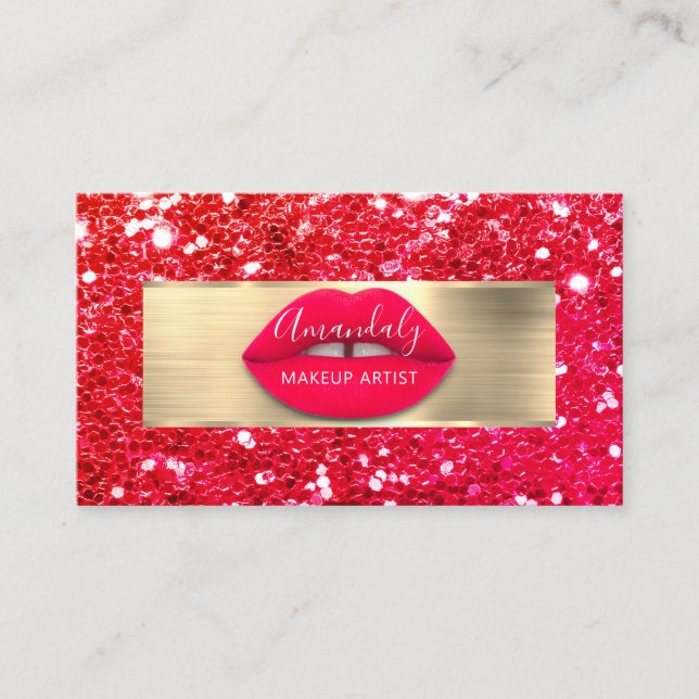 Carte De Visite Maquillage Artiste Parties scintillant or QR Code  (Devant)