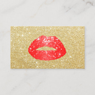 Carte De Visite Maquillage Artiste Parties scintillant Rouge Lips 