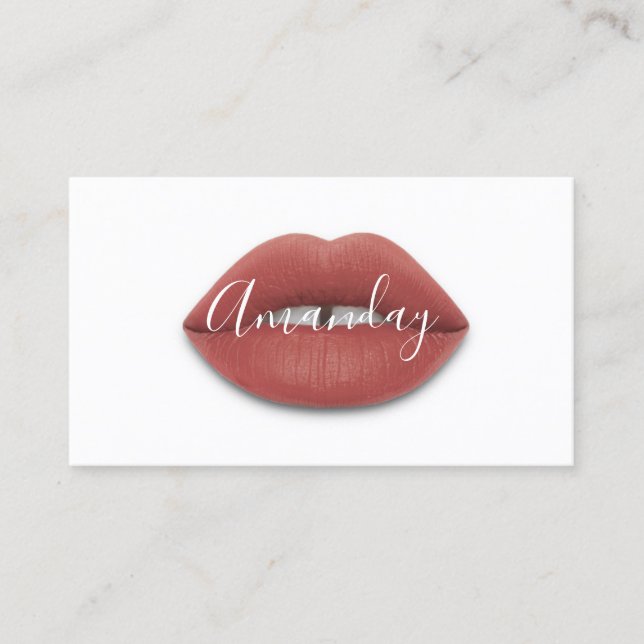 Carte De Visite Maquillage Artiste Rose Blanche Lips Logo Code QR  (Devant)