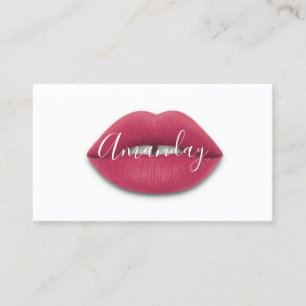 Carte De Visite Maquillage Artiste Rose Blanche Lips Logo Code QR 
