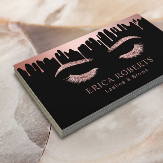 Carte De Visite Maquillage Artiste Rose Gold Drivers Lashes & Brow (Créateur téléchargé)
