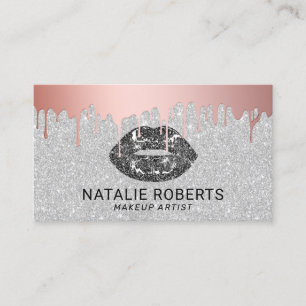 Carte De Visite Maquillage Artiste Rose Gold Drives Black Lips Sil