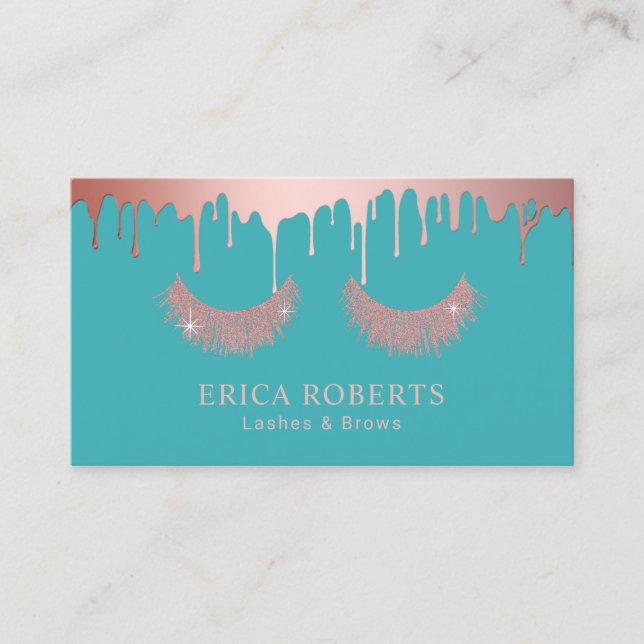 Carte De Visite Maquillage Artiste Rose Gold Driving Eyelash Turqu (Devant)