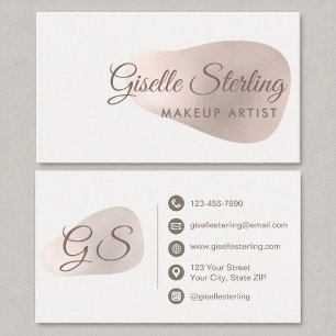 Carte De Visite Maquillage Artiste Rose Gold Foil Blush Beauté