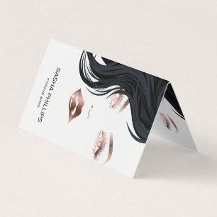 Carte De Visite Maquillage Artiste Rose Gold Lips Lashes Yeux tend
