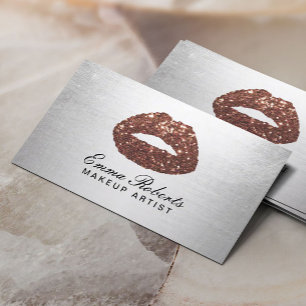 Carte De Visite Maquillage Artiste Rose Gold Parties scintillant L