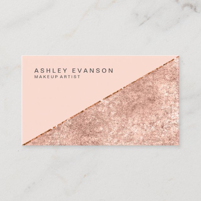 Carte De Visite Maquillage Artiste Rose Gold Shimmer Élégant (Devant)