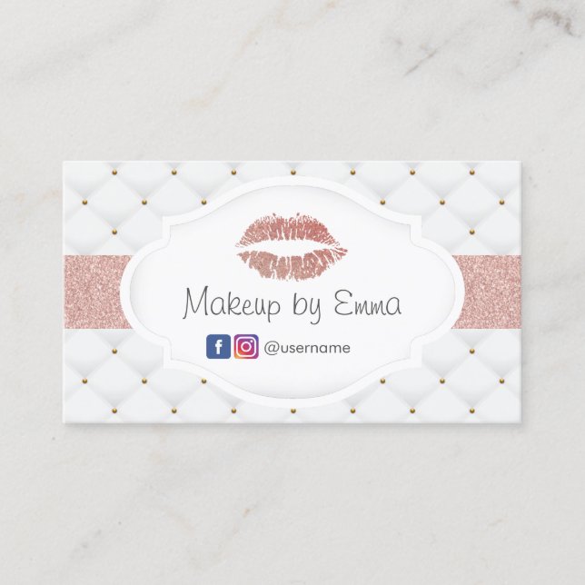 Carte De Visite Maquillage Artiste Rose Lips Or Luxury Quilts (Devant)