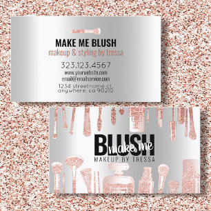 Carte De Visite Maquillage Artiste Rose Parties scintillant + Plat
